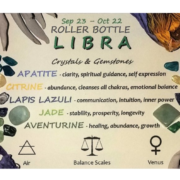 ♎ LIBRA Zodiac Gift Set ♎ Roller Bottle + Pocket Crystals + Loose Incense Blend - Picture 4 of 6
